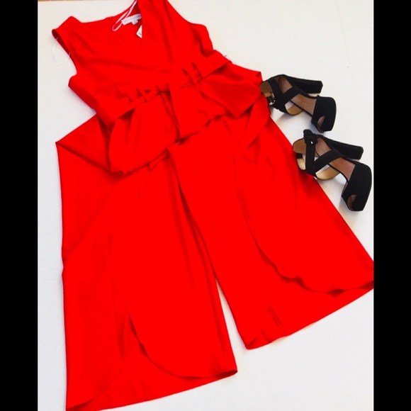 Beautiful Red Slit Leg Jumpsuit - Picture 1 of 5
